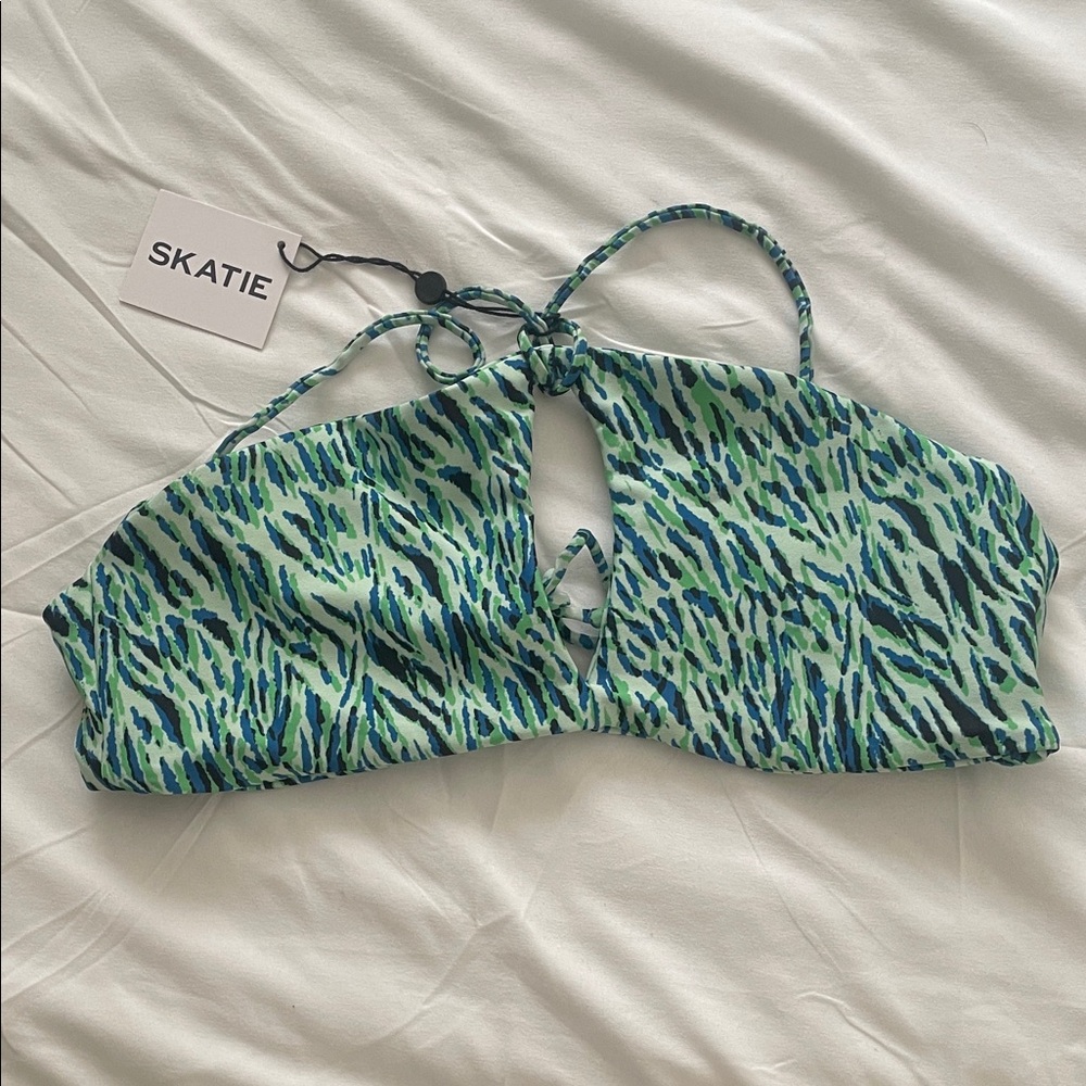 Skatie Vibrant Green and Blue Bikini Top